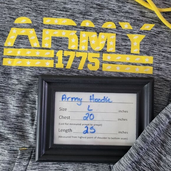 Army Performance Hoodie Gray Yellow Womens Large Military Family Sweatshirt - Picture 7 of 8